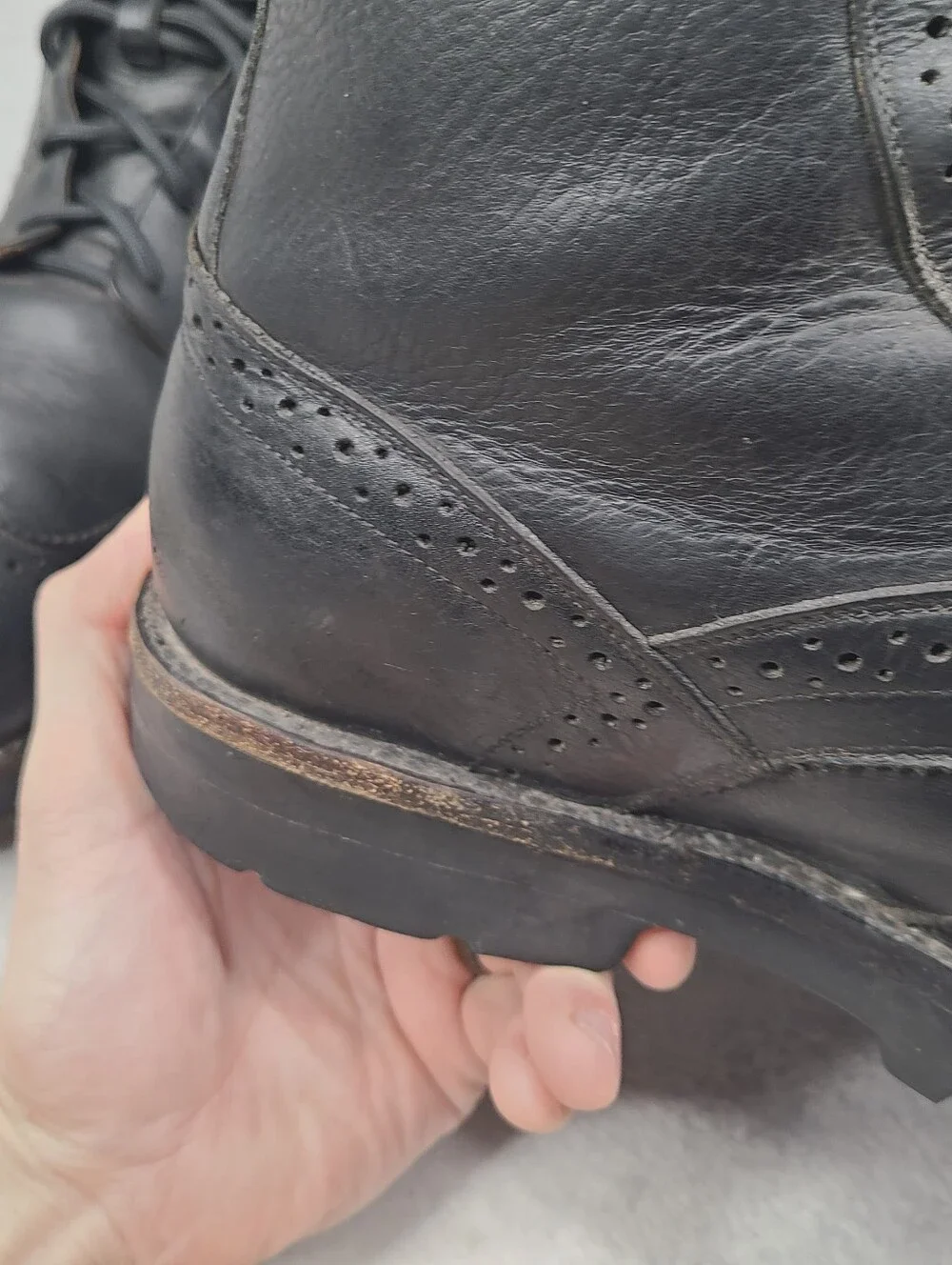 Frye Earl Wingtip Lace Up Mens Black Leather Western Combat Boots - Size 11 D -